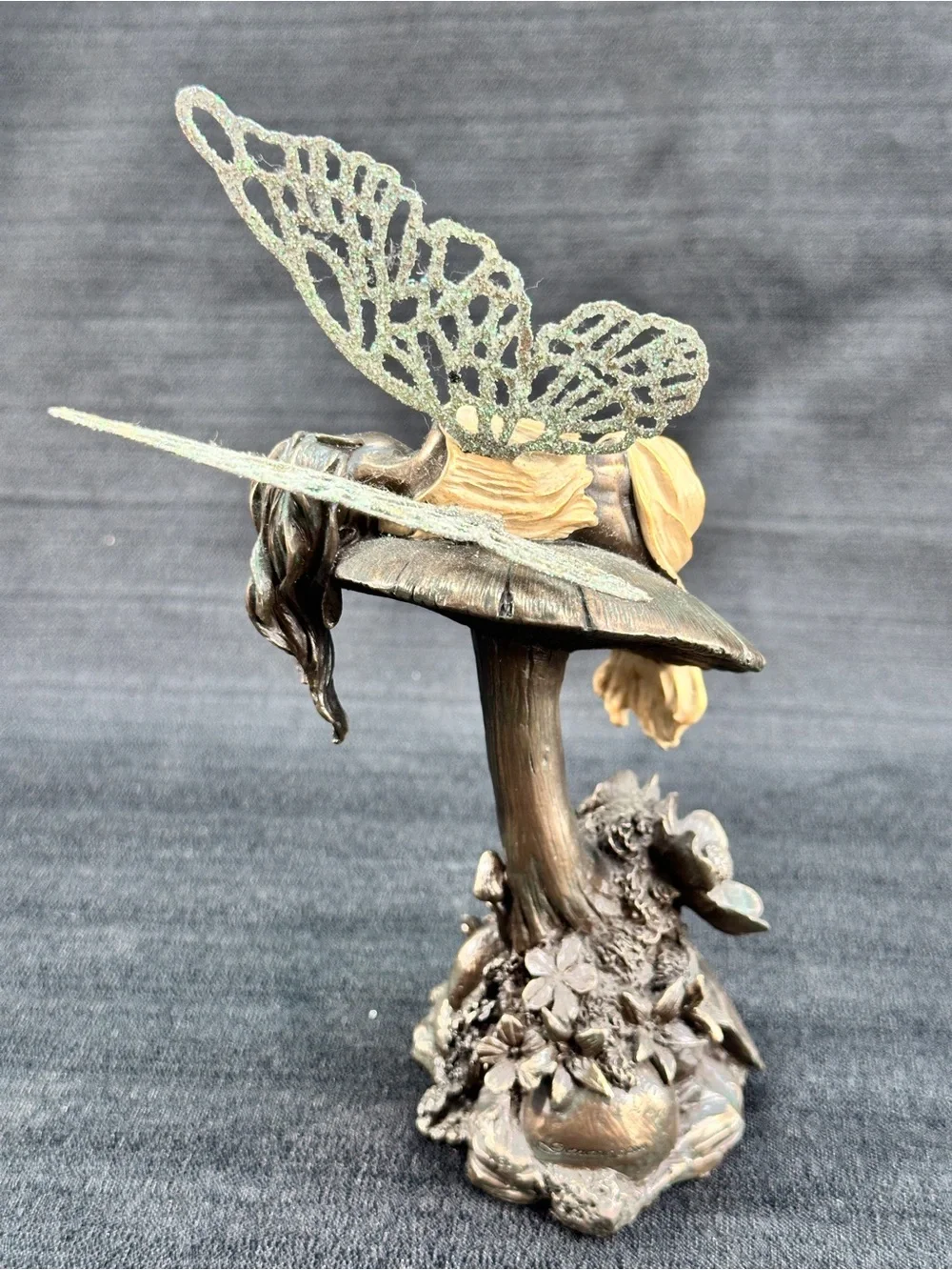 Genesis Fine Arts Little Fairie Sleeping Hand Painted Cold-Cast Bronze Figurine